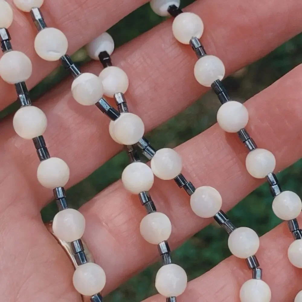 VTG 1960s Necklace Mid Century Shell Bead Japan Monochrome 18